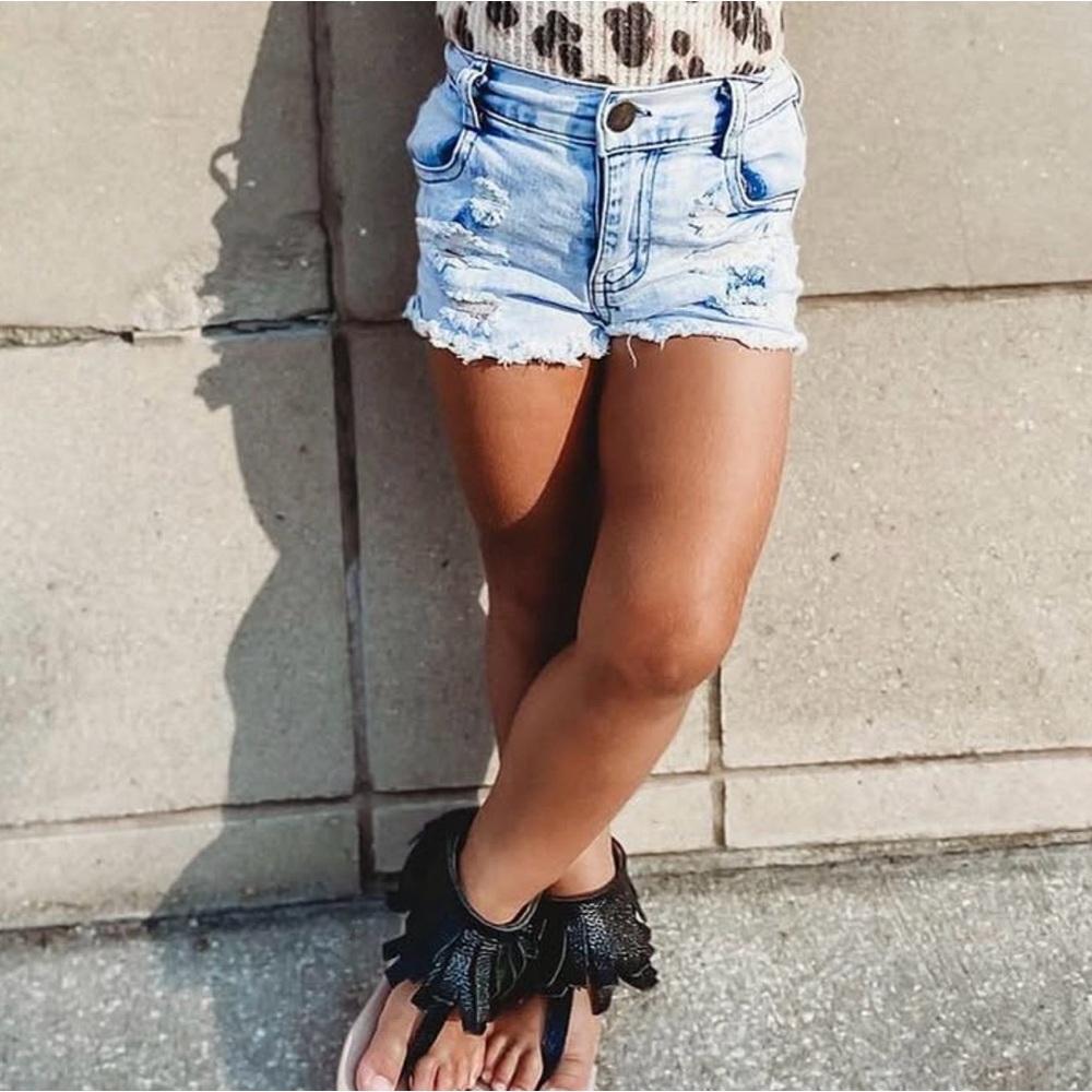 Raxtin Distressed Denim Shorties Girls Size 5 Boutique Raw Hem Jean Shorts